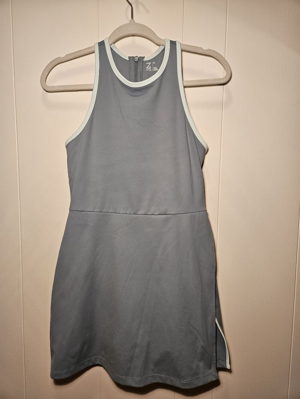 Zella Blue Tank Romper with Green Trim